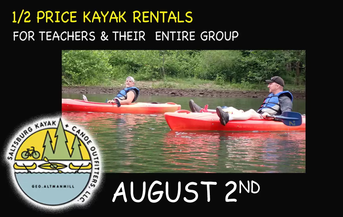 Teachers 1/2 off river adventure - Kayak or Canoe